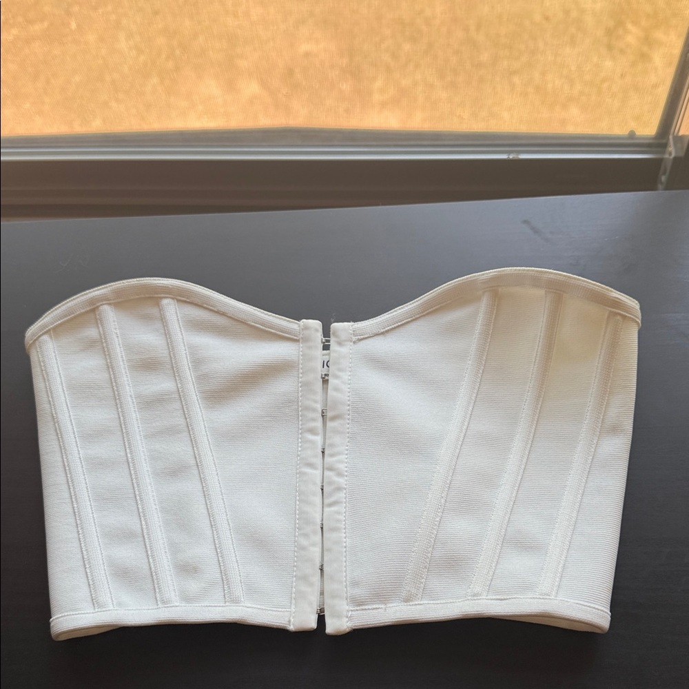 Tic Toc White Strapless Corset Top
